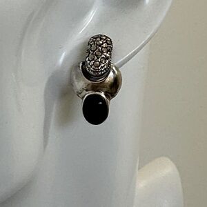 Elegant 925 Sterling Silver and Black Onyx Earrings